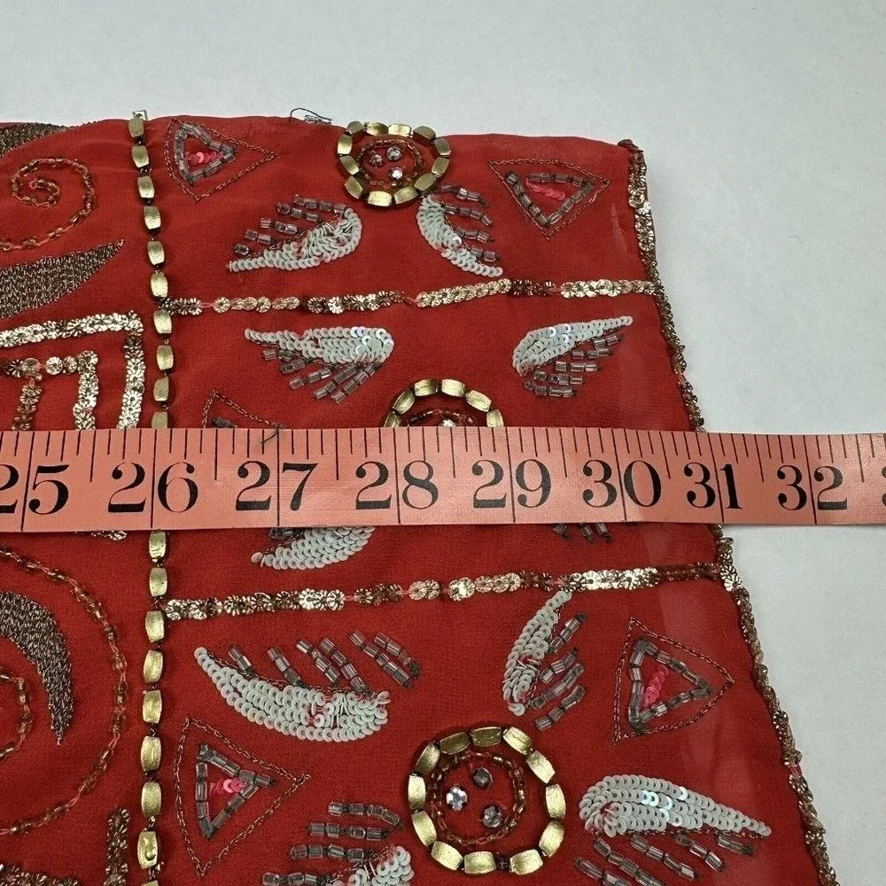 Free People Mini Dress Women XS Red Beaded Sequin‎ Boho Shift OB334008